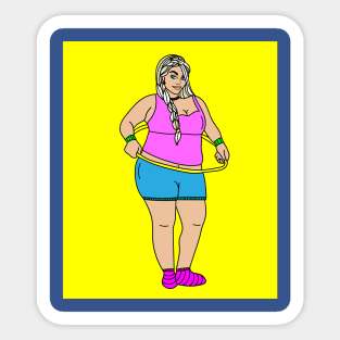 Colorful sporty retro woman Sticker